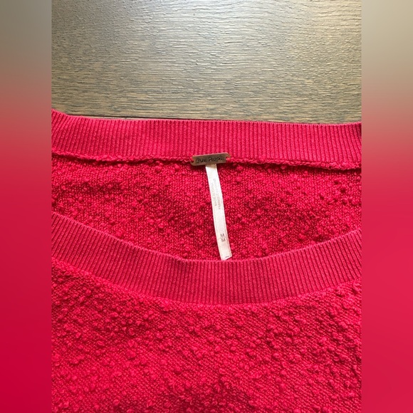 Free People Found My Friend Balloon Sleeve Sweater In Vibrant Red Hue Size M - Picture 6 of 16